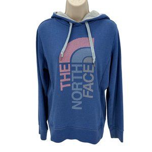 The North Face Womens Blue Logo Long Sleeve Pull Over Hoodie Size M